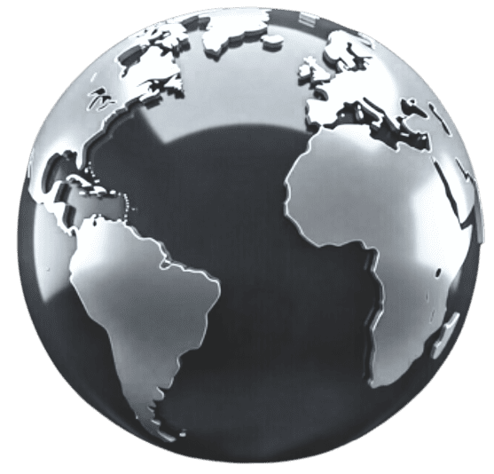 Shiny Earth model on black background